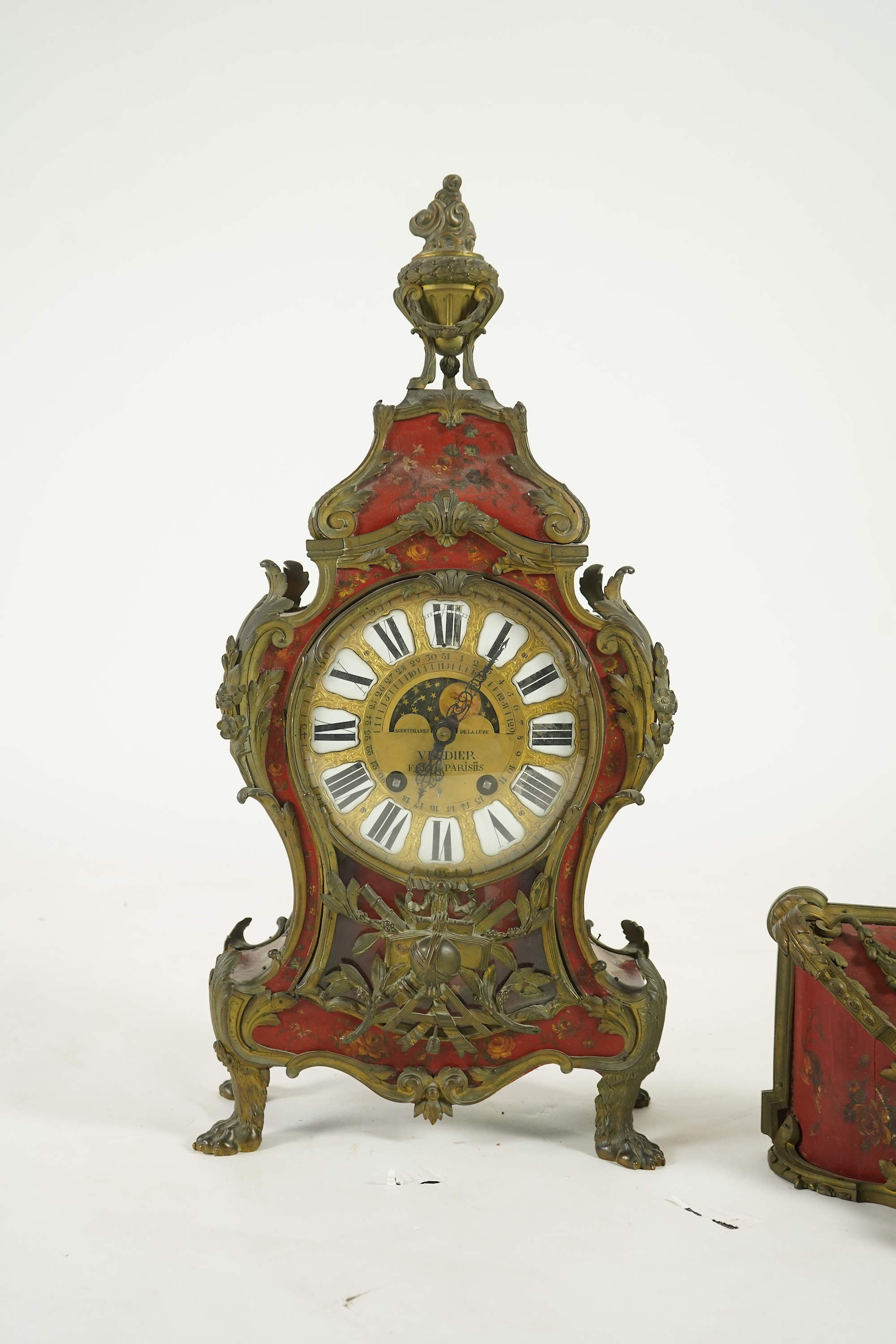 A Louis XV Vernis Martin moonphase bracket clock